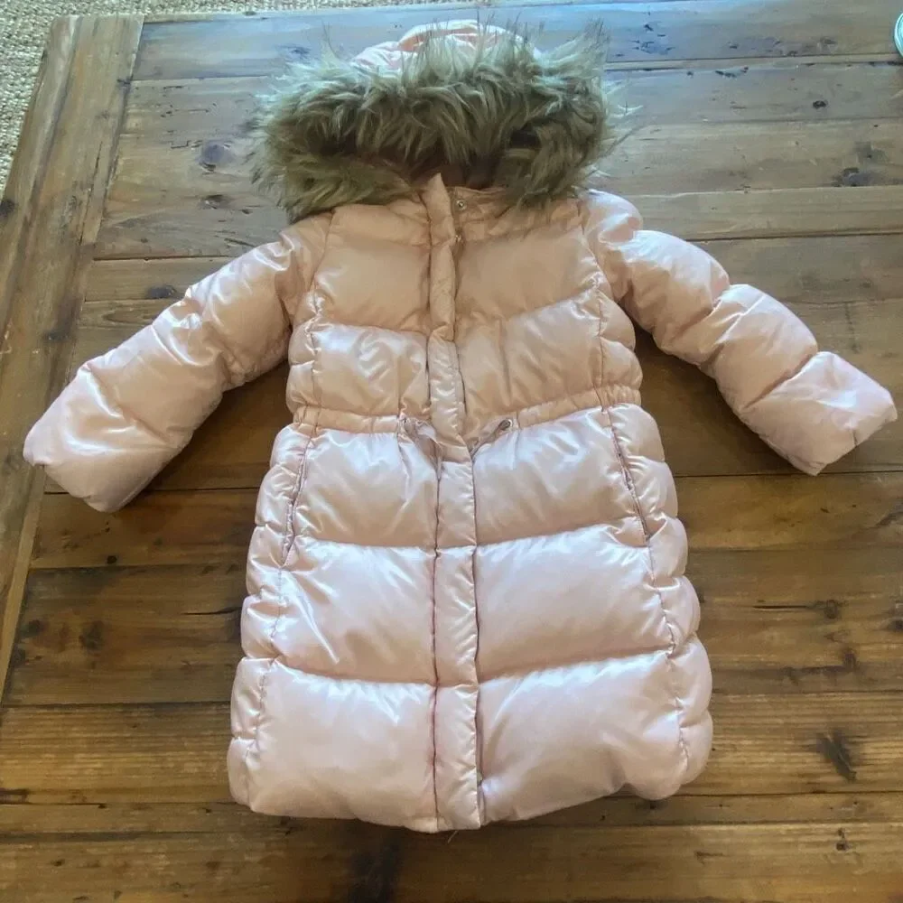 Gap Winter Bubble Coat Pink w Detachable Fur Hood Size 5